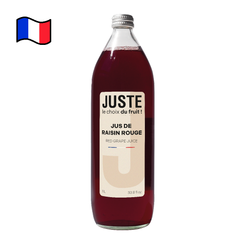 Bouteille en verre de jus de raisin rouge de couleur bordeaux 1L de face -  Juste le Choix du Fruit