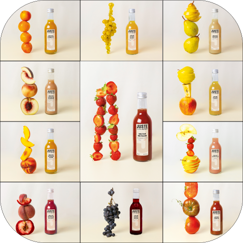 Bouteilles 25cl nectar abricot, fraise, poire, pêche, jus pomme, tomate, raisin blanc, rouge Juste le Choix du Fruit